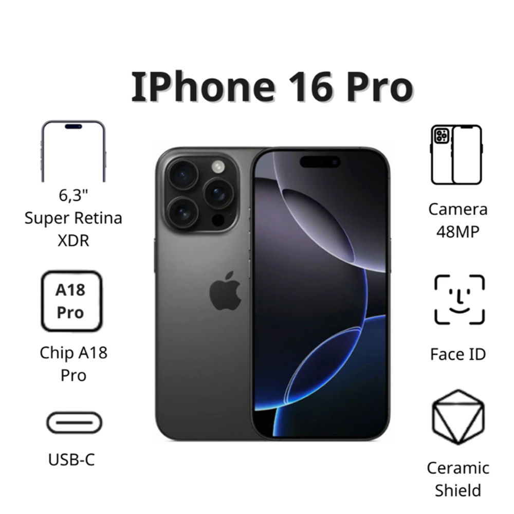 Điện thoại Apple iPhone 16 Pro (1TB/ Titan đen) Điện thoại Apple iPhone 16 Pro (1TB/ Titan đen)