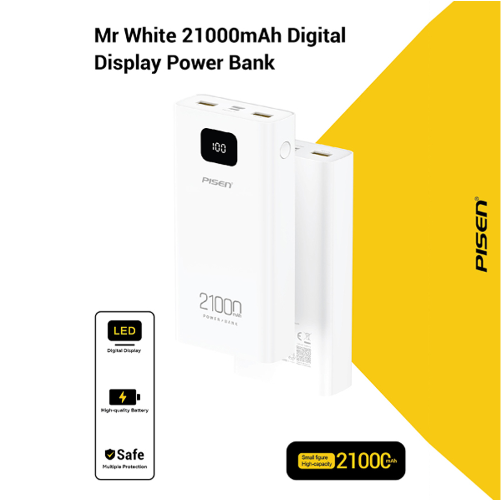 Pin sạc dự phòng Pisen 21.000 mAh Mr White Digital TS-D294 10W Pin sạc dự phòng Pisen 21.000 mAh Mr White Digital TS-D294 10W