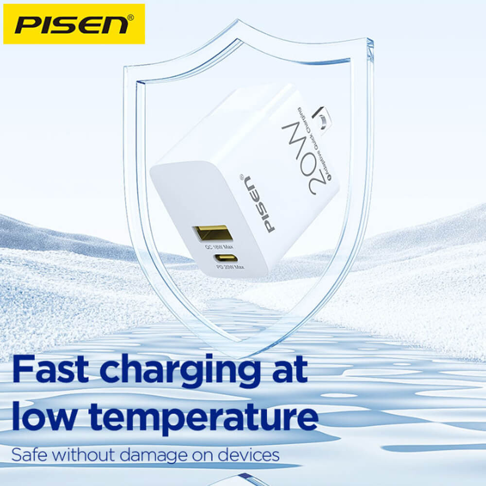 Củ sạc Pisen 2 cổng Type C USB 20W TS-C181 Củ sạc Pisen 2 cổng Type C USB 20W TS-C181