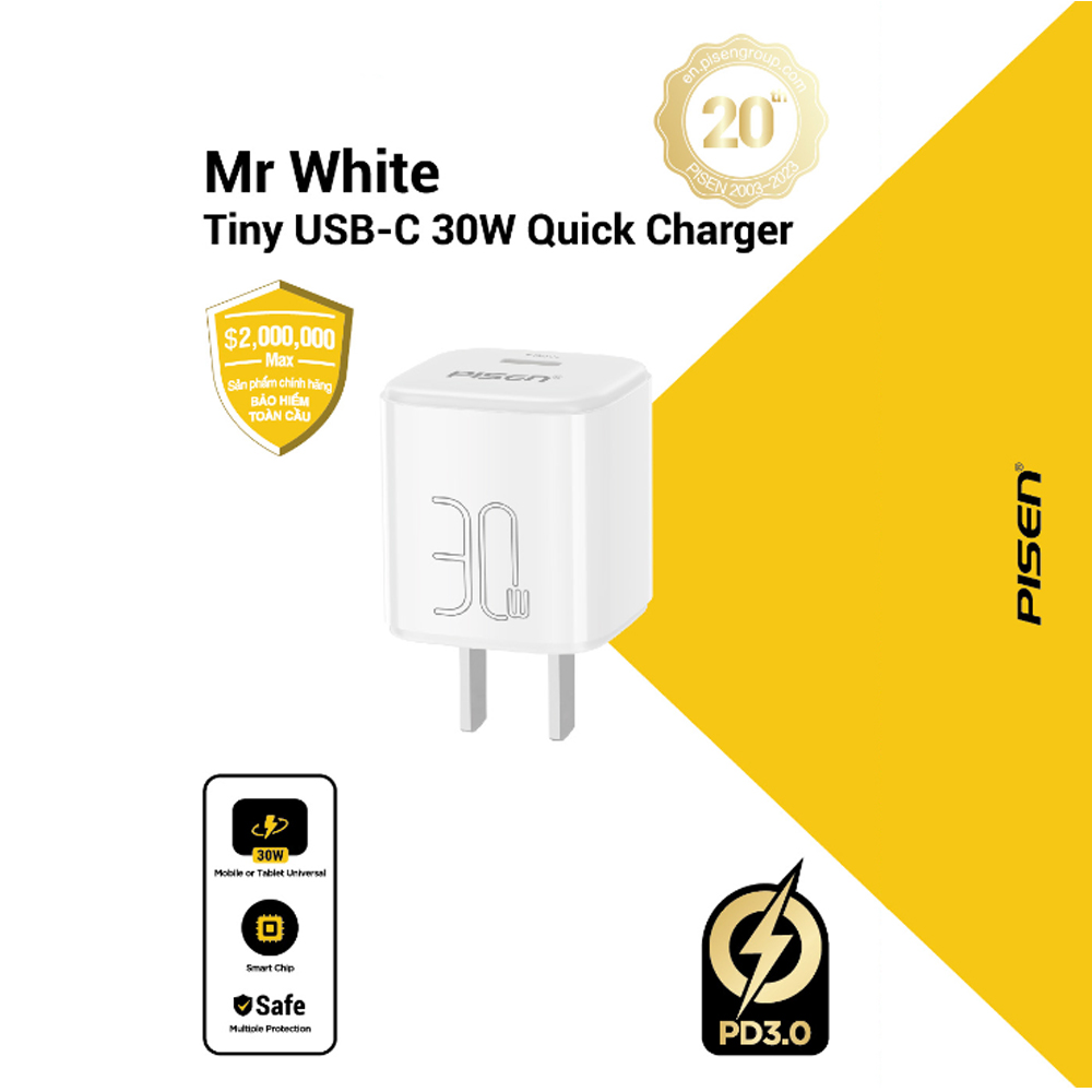 Củ sạc Pisen type C 30W TS-C175 Củ sạc Pisen type C 30W TS-C175