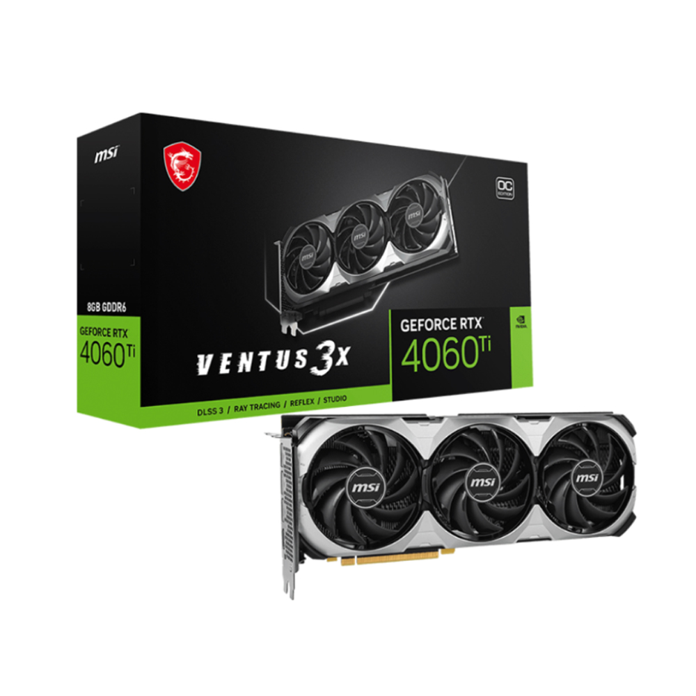 Card đồ họa MSI GeForce RTX 4060 TI VENTUS 3X E 8G OC (DDR6/ 128 bit) Card đồ họa MSI GeForce RTX 4060 TI VENTUS 3X E 8G OC (DDR6/ 128 bit)