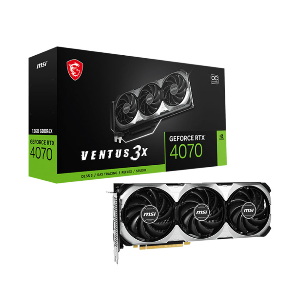 Card đồ họa MSI GeForce RTX 4070 VENTUS 3X E1 12G OC (GDDR6X/ 192 bit) Card đồ họa MSI GeForce RTX 4070 VENTUS 3X E1 12G OC (GDDR6X/ 192 bit)