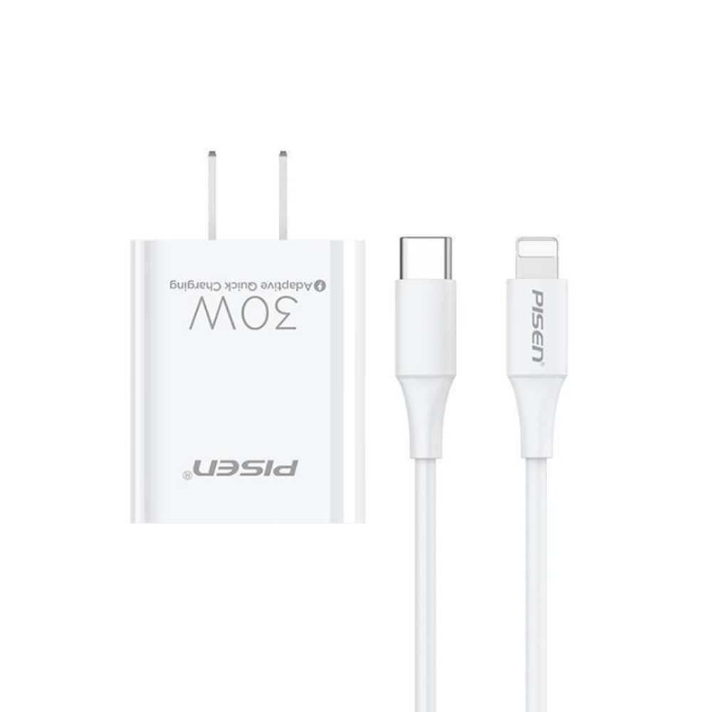Củ sạc Pisen type C 30W TS-C160 (kèm cáp type-C - Lightning) Củ sạc Pisen type C 30W TS-C160 (kèm cáp type-C - Lightning)