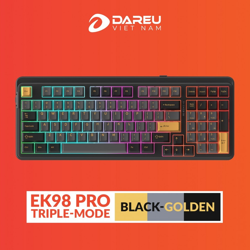 Bàn phím cơ không dây Dareu EK98 Pro Triple Mode Black Golden DareU Dream switch (Bluetooth/Wireless/ Linear/ LED RGB/ Đen) Bàn phím cơ không dây Dareu EK98 Pro Triple Mode Black Golden DareU Dream switch (Bluetooth/Wireless/ Linear/ LED RGB/ Đen)