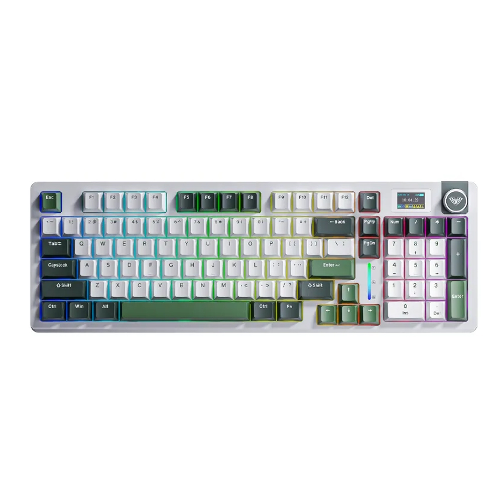 Bàn phím cơ Aula 3 MODE S98 Xanh lá + trắng Greywood V4 switch (Bluetooth/Wireless/ LED RGB) Bàn phím cơ Aula 3 MODE S98 Xanh lá + trắng Greywood V4 switch (Bluetooth/Wireless/ LED RGB)