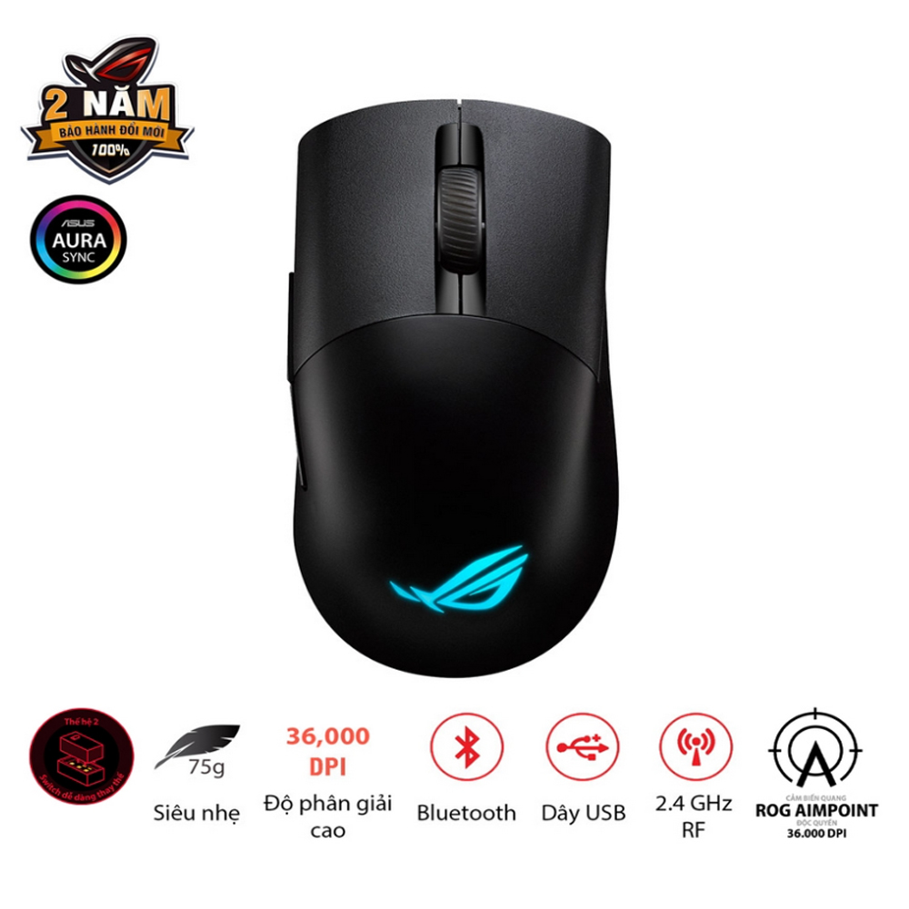 Chuột Gaming không dây Asus Keris Wireless Aimpoint Black (Bluetooth/Wireless/ LED RGB) Chuột Gaming không dây Asus Keris Wireless Aimpoint Black (Bluetooth/Wireless/ LED RGB)