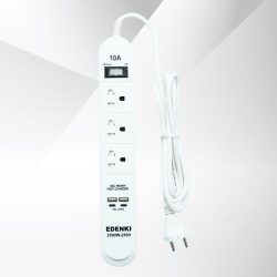 Ổ cắm điện Edenki ED-3CU4W White (3 Lỗ đa năng + 2 Usb Type A + 2Usb Type C- 4M 10A)