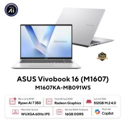 Laptop Asus Vivobook 16 M1607KA-MB091WS (AI 7 350/ 16GB/ 512GB SSD/ 16 inch WUXGA/ Win 11/ Office/ Silver)