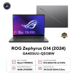 Laptop Asus Gaming ROG Zephyrus GA403UU-QS138W (R9 8945HS/ 16GB/ 1TB SSD/ RTX 4050 6GB/ 14 inch 3K/ 120Hz/ Win11/ Grey/ Vỏ nhôm)