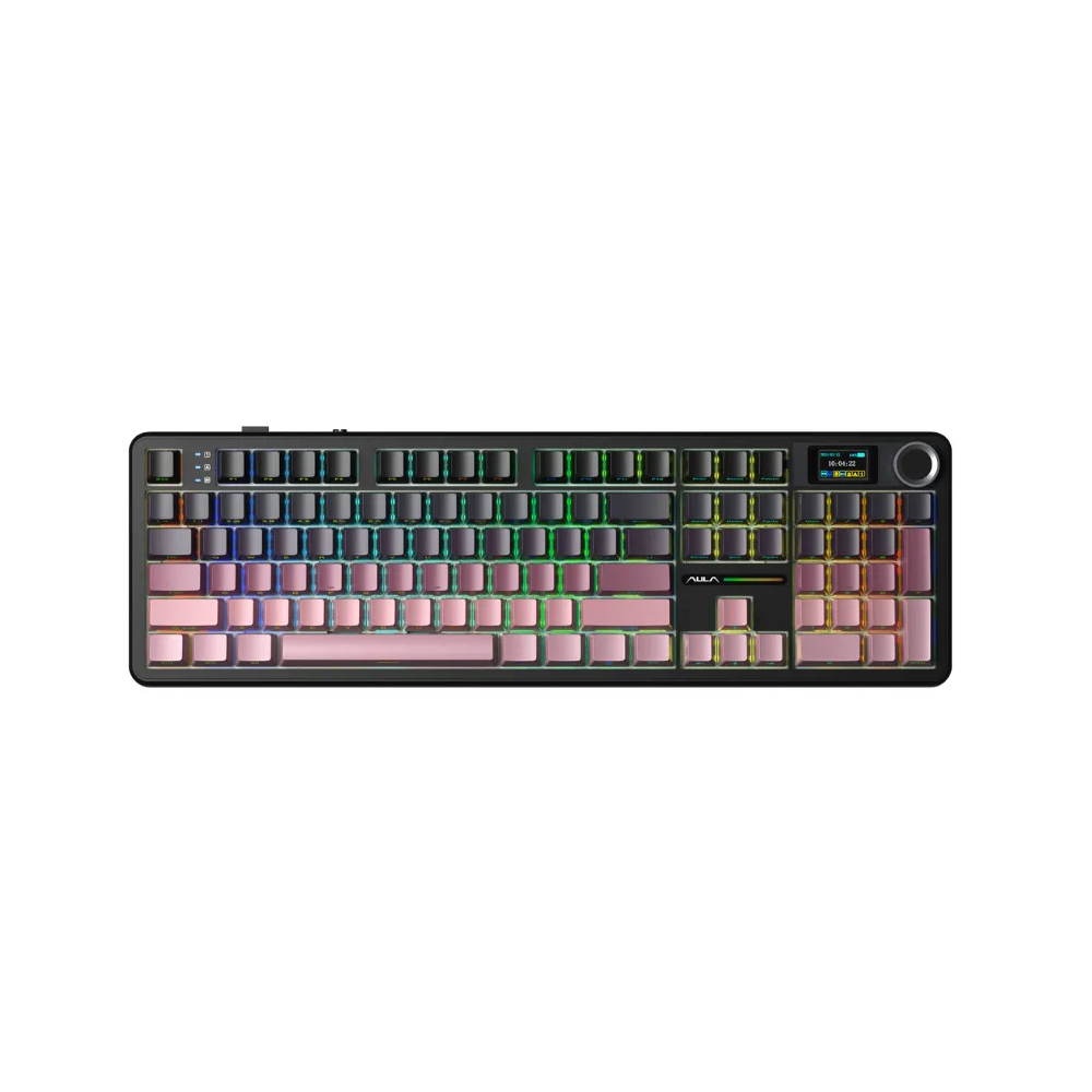 Bàn phím cơ Aula 3 MODE F108 PRO Đen + hồng gradient Grey Wood V3 switch Bàn phím cơ Aula 3 MODE F108 PRO Đen + hồng gradient Grey Wood V3 switch