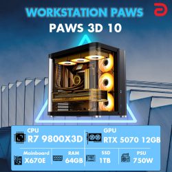 Máy tính PAWS 3D 10 (Ryzen 7 9800X3D/X670/32GB/RTX 5070)