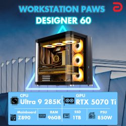 Máy tính PAWS DESIGNER 60 (Core Ultra 9 285K/Z890/96GB/RTX 5070 TI)