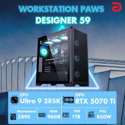 Máy tính PAWS DESIGNER 59 (Core Ultra 9 285K/Z890/96GB/RTX 5070 TI)