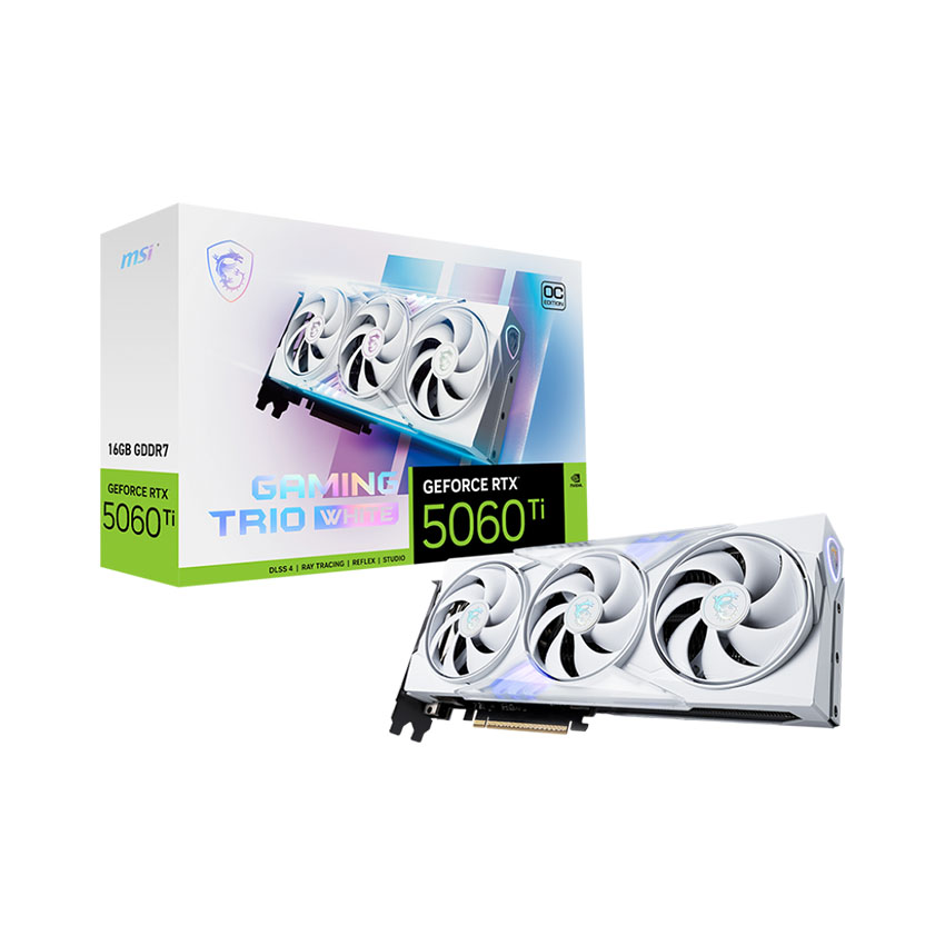 Card đồ họa MSI GeForce 5060 Ti 16G GAMING TRIO OC WHITE (GDDR7/ 128 bit)