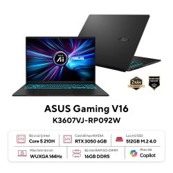 Laptop Asus Gaming Vivobook K3607VJ-RP092W (Core 5 210H/ 16GB/ 512GB SSD/ RTX 3050 6Gb/ 16 inch WUXGA/ 144Hz/ Win11/ Black)