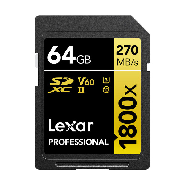 Thẻ nhớ SD Lexar Professional 1800x SDXC V60 64Gb (R/W:270/180M) Thẻ nhớ SD Lexar Professional 1800x SDXC V60 64Gb (R/W:270/180M)