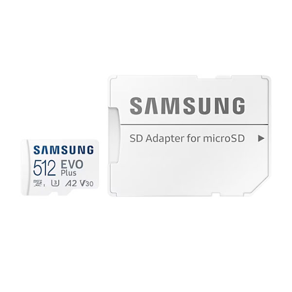 Thẻ nhớ Micro SD Samsung Evo plus 512GB Class 10 Read 130MB/s (Kèm Adapter) Thẻ nhớ Micro SD Samsung Evo plus 512GB Class 10 Read 130MB/s (Kèm Adapter)