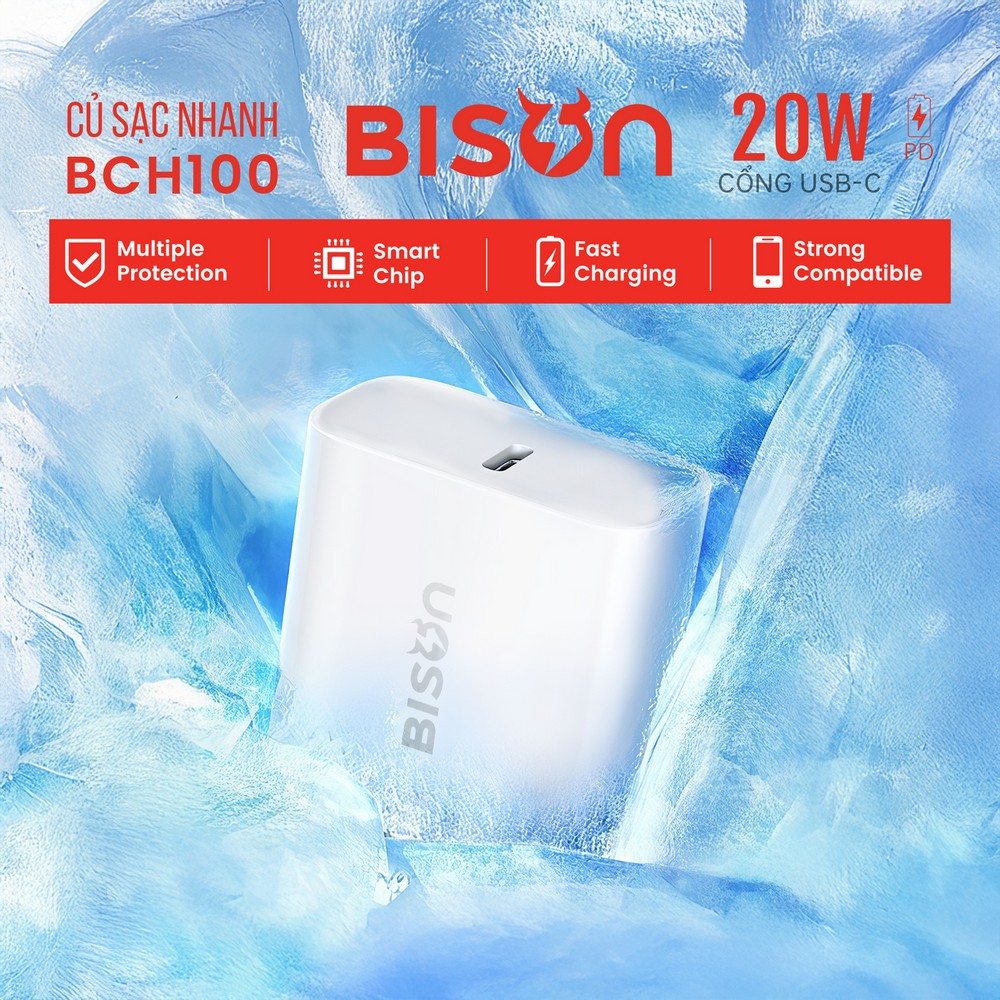 Củ sạc Bison Type C 20W BCH100 Củ sạc Bison Type C 20W BCH100