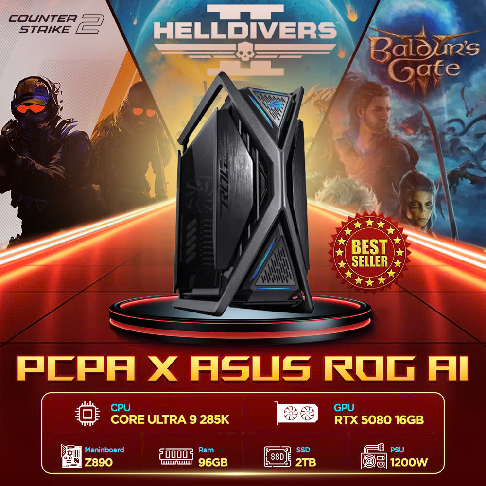 Máy tính PCPA x Asus ROG AI 7- Core Ultra 9 285K/96GB/RTX5080 Máy tính PCPA x Asus ROG AI 7- Core Ultra 9 285K/96GB/RTX5080