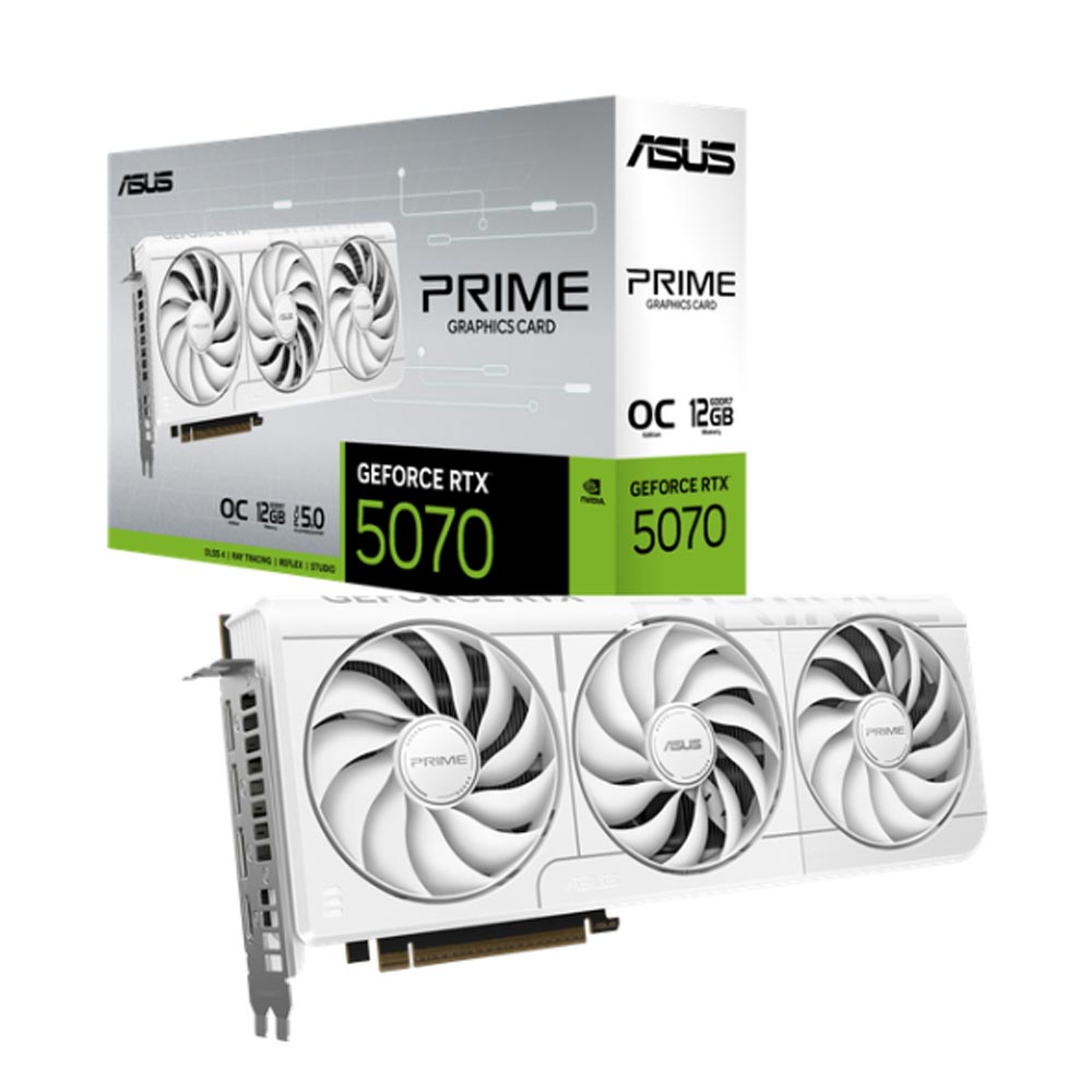 Card đồ họa Asus Prime GeForce RTX 5070 White OC Edition 12GB (GDDR7/ 192 bit) Card đồ họa Asus Prime GeForce RTX 5070 White OC Edition 12GB (GDDR7/ 192 bit)