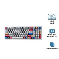 Bàn phím cơ Aula F99 3 Mode Comic Grey Wood V3 switch