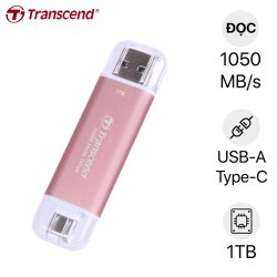 Ổ cứng di động SSD Transcend 1Tb TS1TESD310P (Type-C và USB3.2/ 1050Mb/s/ 950Mb/s/ Hồng)