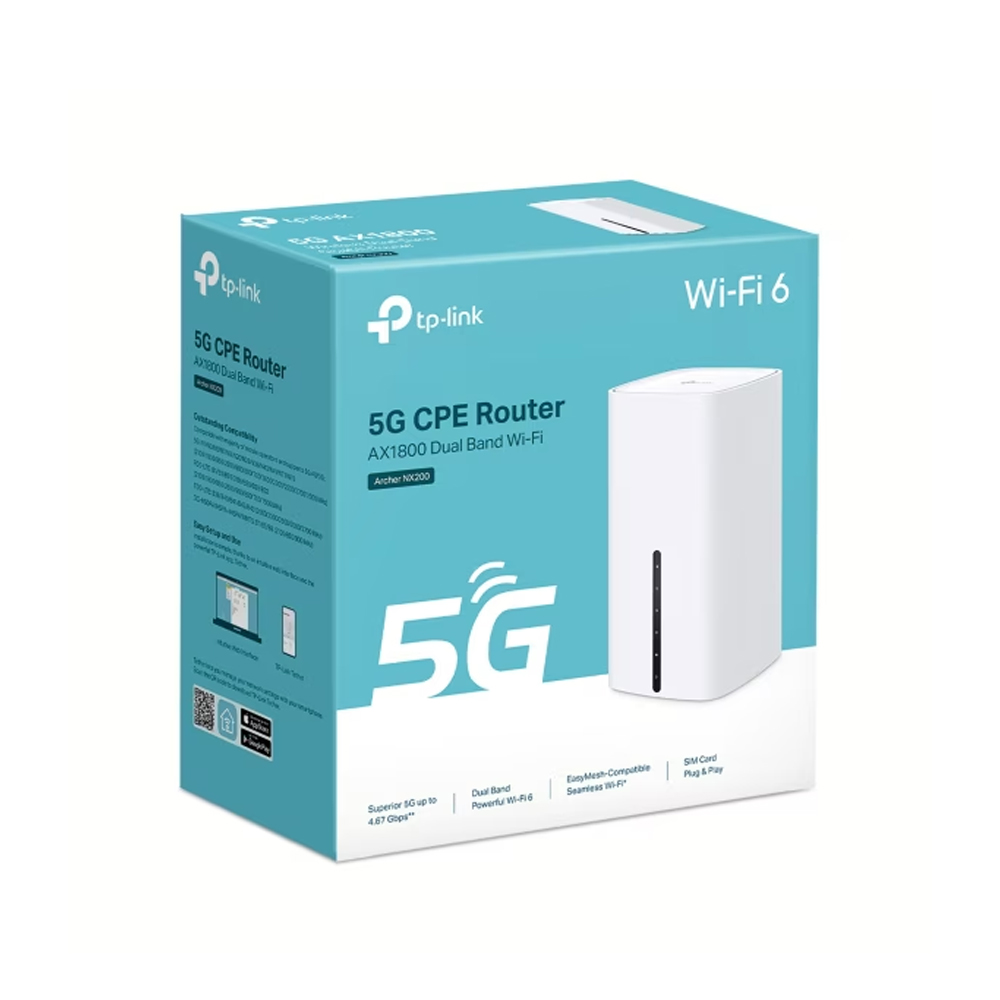 Bộ phát wifi 5G TP-Link NX200 (Chuẩn AX/ 1800Mbps/ Ăng-ten ngầm/ Khe Sim 5G) Bộ phát wifi 5G TP-Link NX200 (Chuẩn AX/ 1800Mbps/ Ăng-ten ngầm/ Khe Sim 5G)