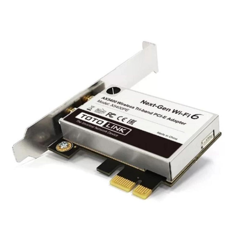Cạc mạng không dây Totolink PCI-E X5400PE (Chuẩn AX/ 5400Mbps/ Ăng-ten ngầm/ Bluetooth) Cạc mạng không dây Totolink PCI-E X5400PE (Chuẩn AX/ 5400Mbps/ Ăng-ten ngầm/ Bluetooth)