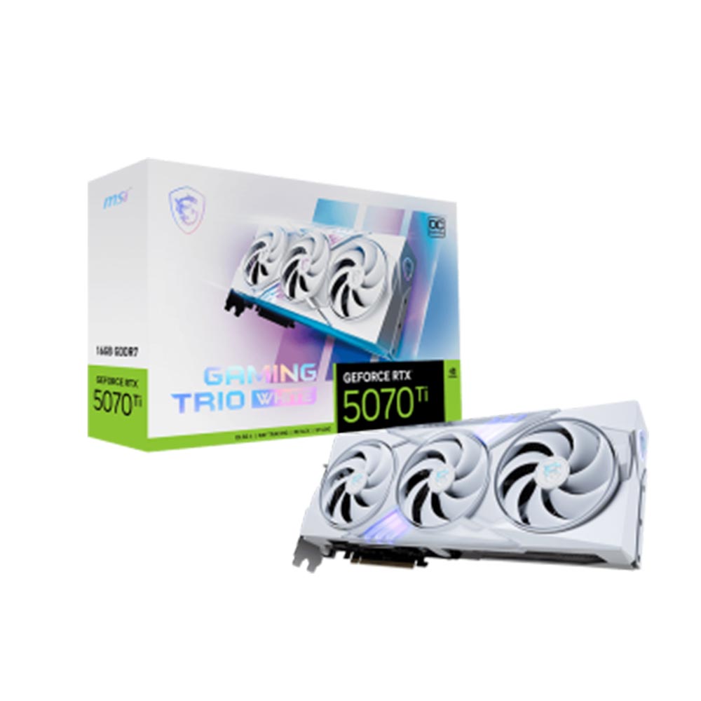 Card đồ họa MSI GeForce RTX 5070 Ti 16G GAMING TRIO OC WHITE (GDDR7/ 256 bit) Card đồ họa MSI GeForce RTX 5070 Ti 16G GAMING TRIO OC WHITE (GDDR7/ 256 bit)