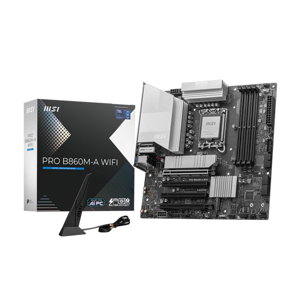 Mainboard MSI PRO B860M-A WIFI (Intel B860/ Socket 1851/ M-ATX/ 4 khe ram) Mainboard MSI PRO B860M-A WIFI (Intel B860/ Socket 1851/ M-ATX/ 4 khe ram)