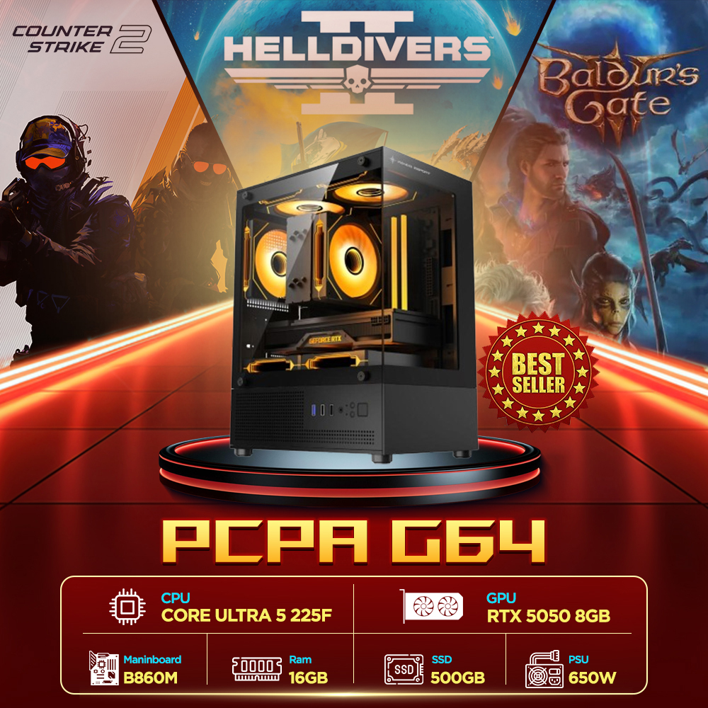 Máy tính PCPA G64 (Core Ultra 5 225F/16GB/RTX 5050 8Gb/650W) Máy tính PCPA G64 (Core Ultra 5 225F/16GB/RTX 5050 8Gb/650W)