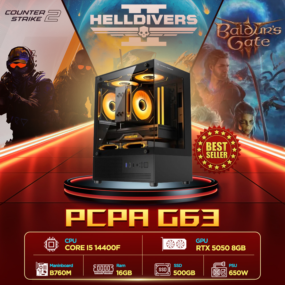 Máy tính PCPA G63 (i5 14400F/16GB/RTX 5050 8Gb/650W) Máy tính PCPA G63 (i5 14400F/16GB/RTX 5050 8Gb/650W)