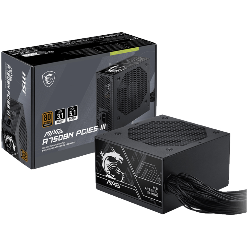 Nguồn máy tính MSI MAG A750BN PCIE5 III (750W/ 80 Plus Bronze/ ATX/ Đen) Nguồn máy tính MSI MAG A750BN PCIE5 III (750W/ 80 Plus Bronze/ ATX/ Đen)