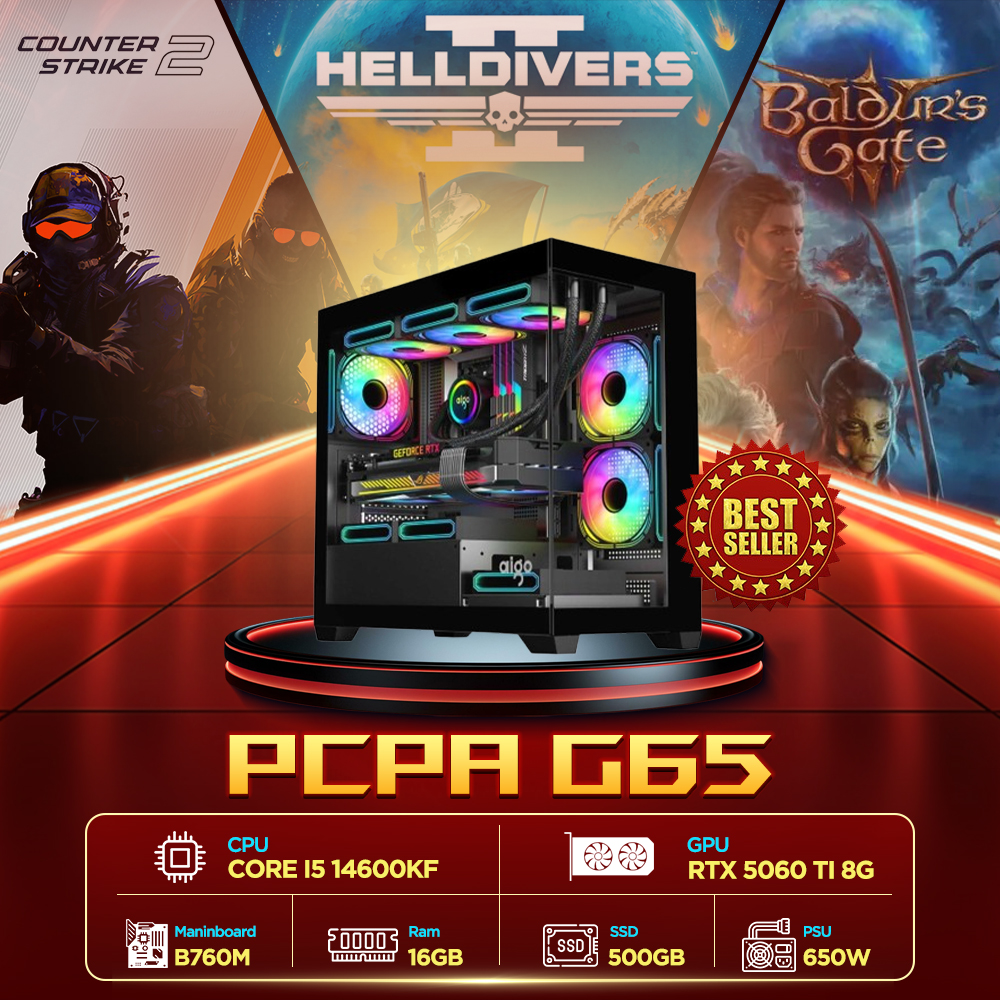 Máy tính PCPA G65 (i5 14600KF/16GB/RTX 5060TI 8Gb/650W) Máy tính PCPA G65 (i5 14600KF/16GB/RTX 5060TI 8Gb/650W)