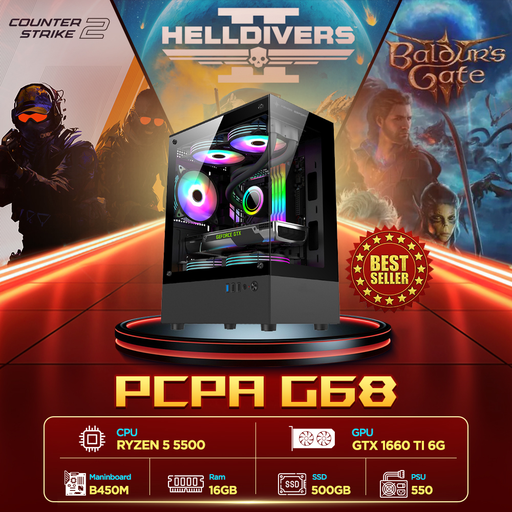 Máy tính PCPA G68 (R5 5500/16GB/GTX 1660TI 6Gb/550W) Máy tính PCPA G68 (R5 5500/16GB/GTX 1660TI 6Gb/550W)