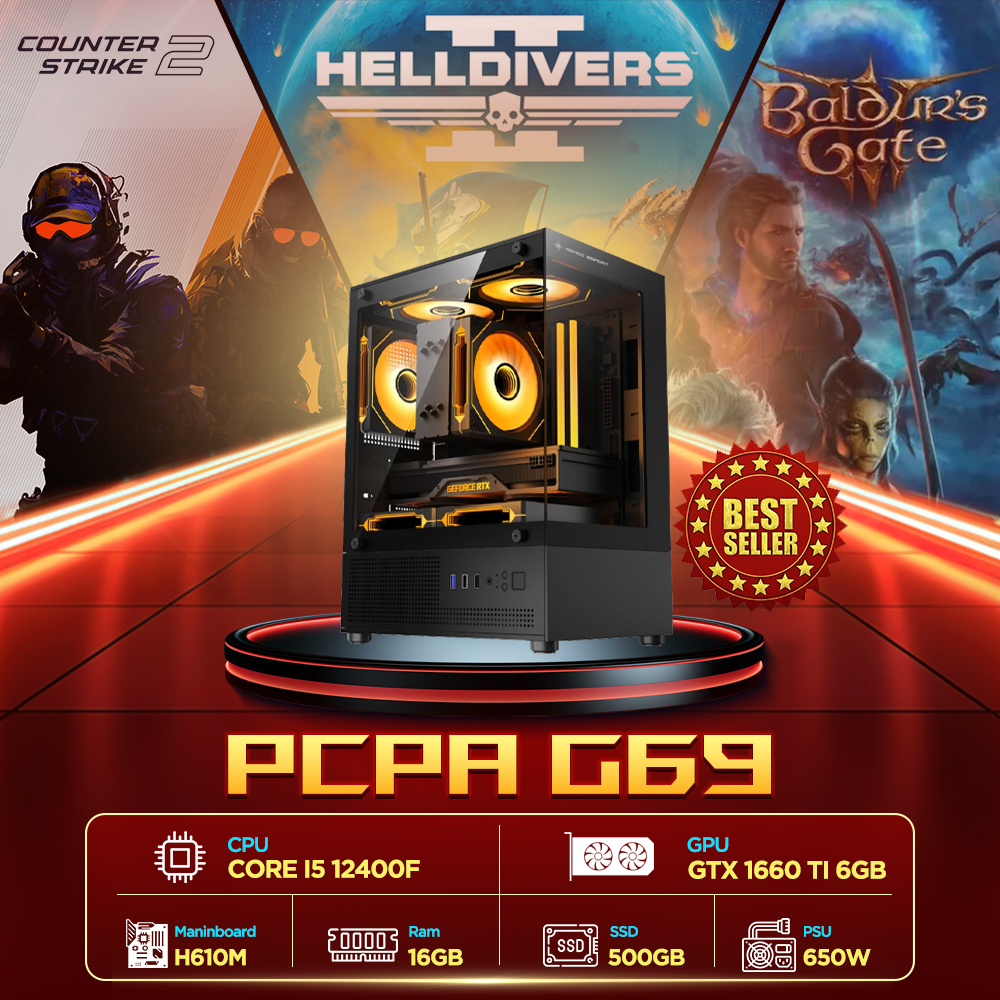 Máy tính PCPA G69 (Core i5 12400F/16GB/GTX 1660 Ti 6GB/650W) Máy tính PCPA G69 (Core i5 12400F/16GB/GTX 1660 Ti 6GB/650W)