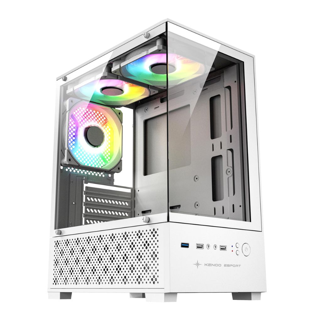 Vỏ máy tính KENOO ESPORT MK120 - Màu Trắng (Mini Tower/ M-ATX)