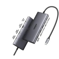 Bộ chuyển đổi Ugreen 45520 USB Type-C sang HDMI, VGA, 2 x USB-C, 2 x USB-A, RJ45, SD/TF, 3.5mm