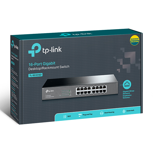 Switch TP-Link TL-SG1016D (Gigabit (1000Mbps)/ 16 Cổng/ Vỏ Thép) Switch TP-Link TL-SG1016D (Gigabit (1000Mbps)/ 16 Cổng/ Vỏ Thép)