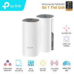Bộ phát wifi TP-Link Deco E4 2-Pack (Chuẩn AC/ AC1200Mbps/ 2 Ăng-ten ngầm/ Wifi Mesh/ 55 User)