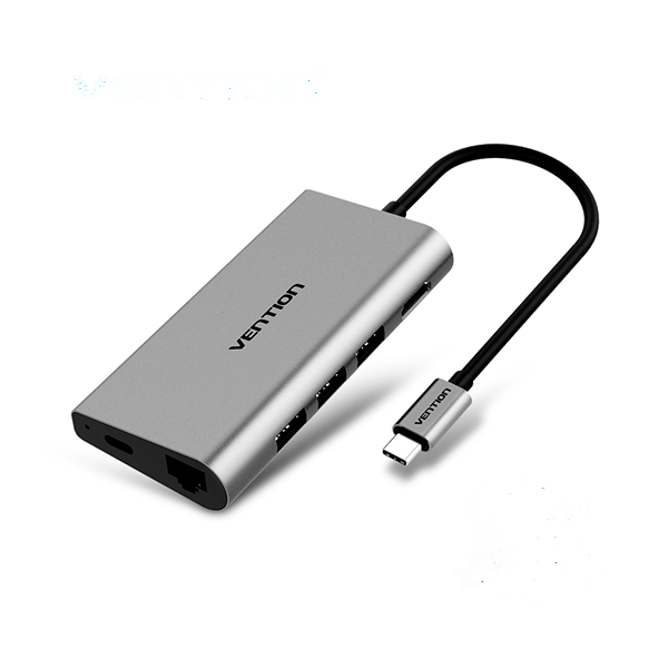 Cáp chuyển đổi Vention CMBHA USB-C sang HDMI+USB+SD+LAN