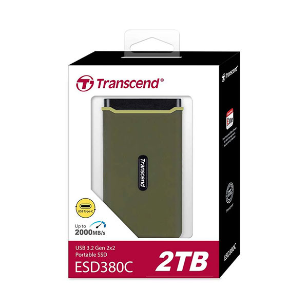 Ổ cứng di động SSD Transcend 2Tb TS2TESD380C (Type-C và USB3.2/ 2000Mb/s/ 2000Mb/s/ Xanh)