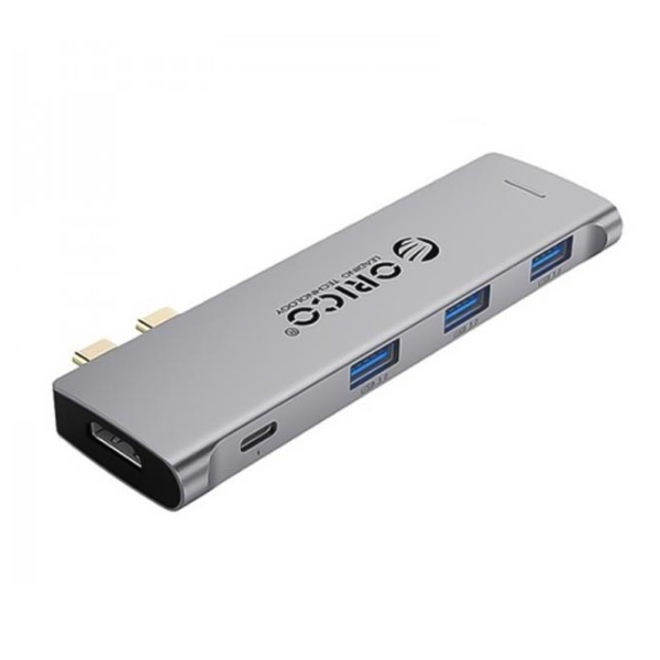 Đế cắm đa năng 5 trong 1 cho Macbook Orico 2CT-5H-GY từ 2 cổng USB Type-C sang 3 cổng USB3.0, 1 cổng HDMI và 1 Type C hỗ trợ Thunderbolt3