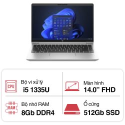 Laptop HP ProBook 440 G10 9H8U4PT (i5 1335U/ 8GB/ 512GB SSD/14 inch FHD/Win11/ Silver/ Vỏ nhôm)
