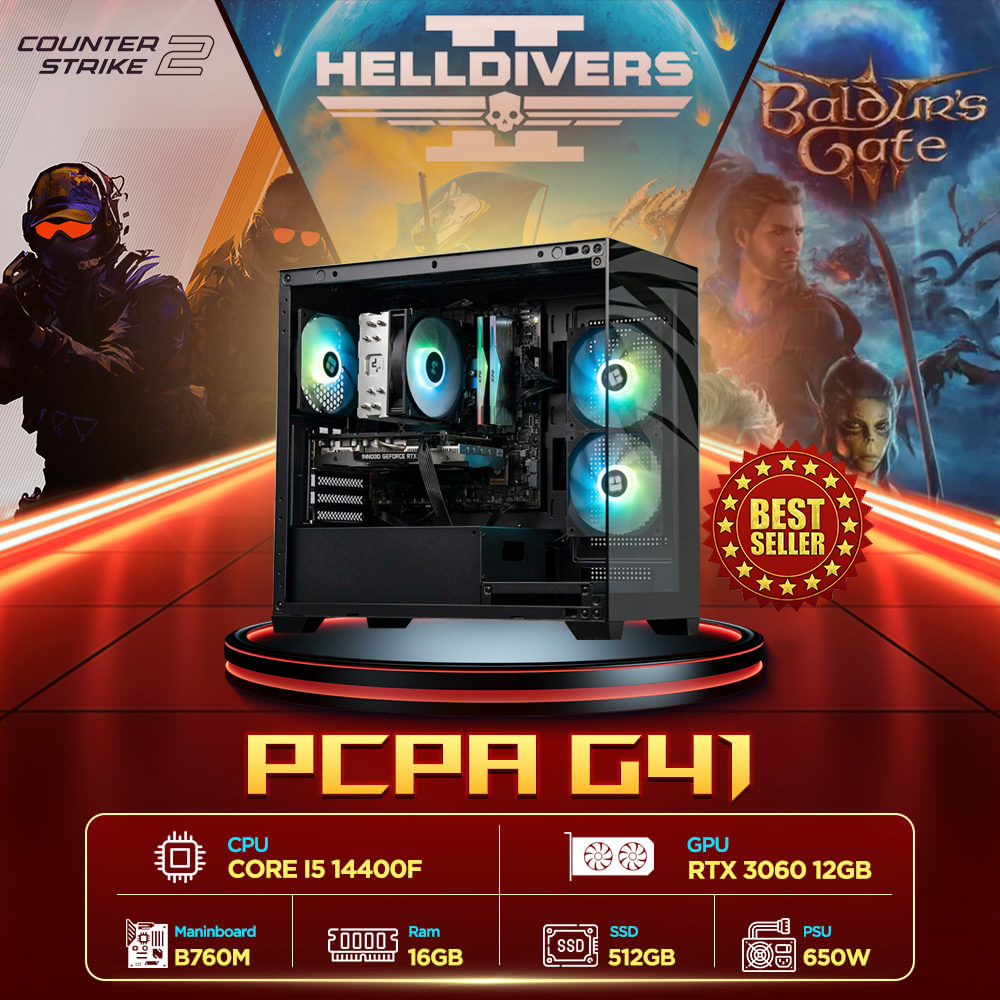 Máy tính PCPA G41 (i5 14400F/16GB/RTX 3060 12Gb/650W) Máy tính PCPA G41 (i5 14400F/16GB/RTX 3060 12Gb/650W)