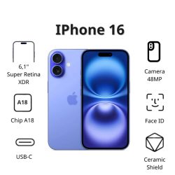 Điện thoại Apple iPhone 16 (128Gb/ Xanh lưu ly)