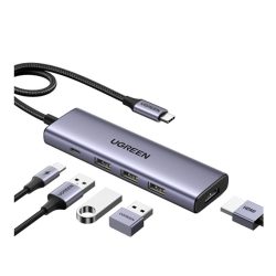Cáp chuyển Ugreen 15596 USB-C (Type C) sang HDMI, 3 x USB3.0, USB-C PD