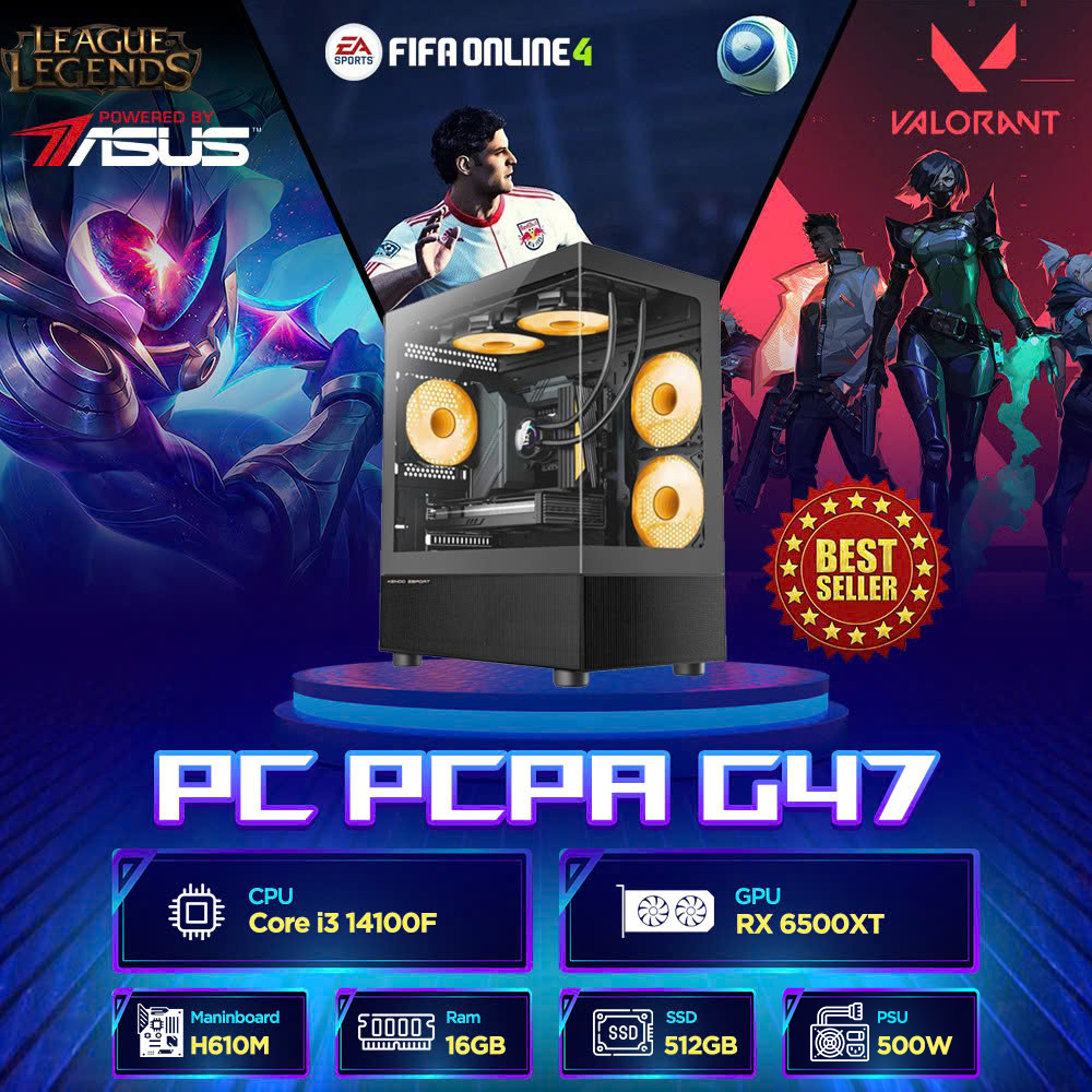 Máy tính PCPA G47 (I3 14100F/16GB/RX 6500XT) Máy tính PCPA G47 (I3 14100F/16GB/RX 6500XT)