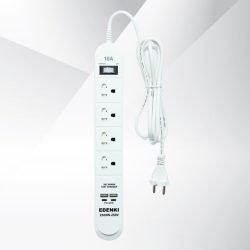 Ổ cắm điện Edenki ED-4CU4W White (4 Lỗ đa năng + 2 Usb Type A + 2Usb Type C- 4M 10A)