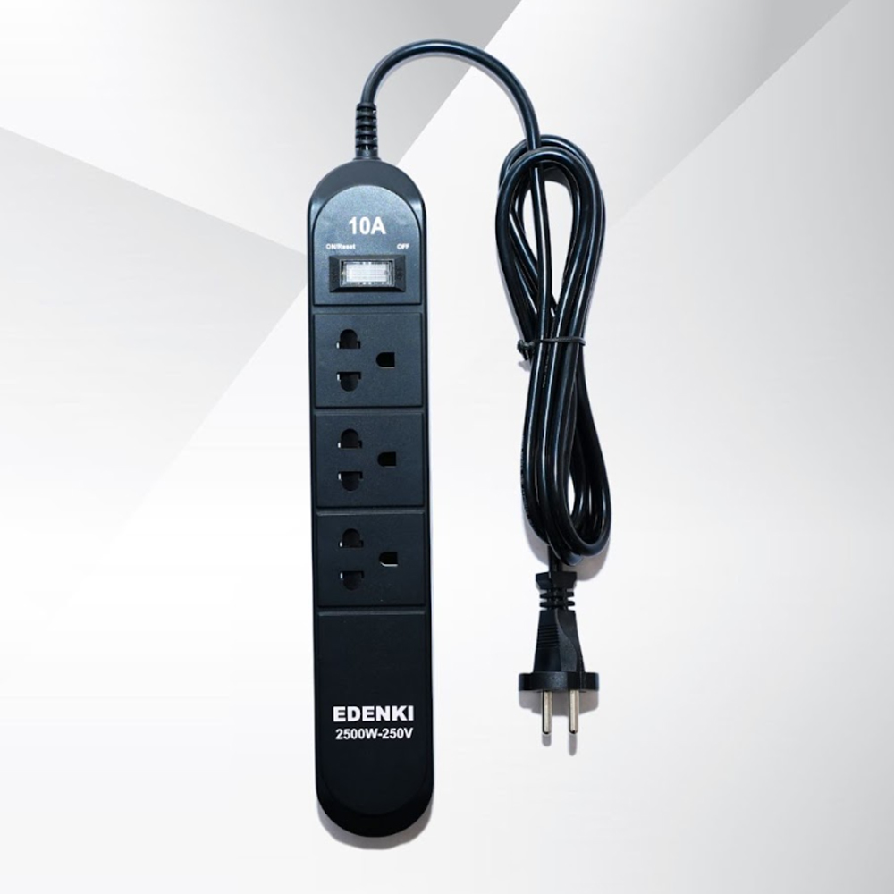 Ổ cắm điện Edenki ED-3C2B Black (3 Lỗ đa năng - 2M 10A) Ổ cắm điện Edenki ED-3C2B Black (3 Lỗ đa năng - 2M 10A)